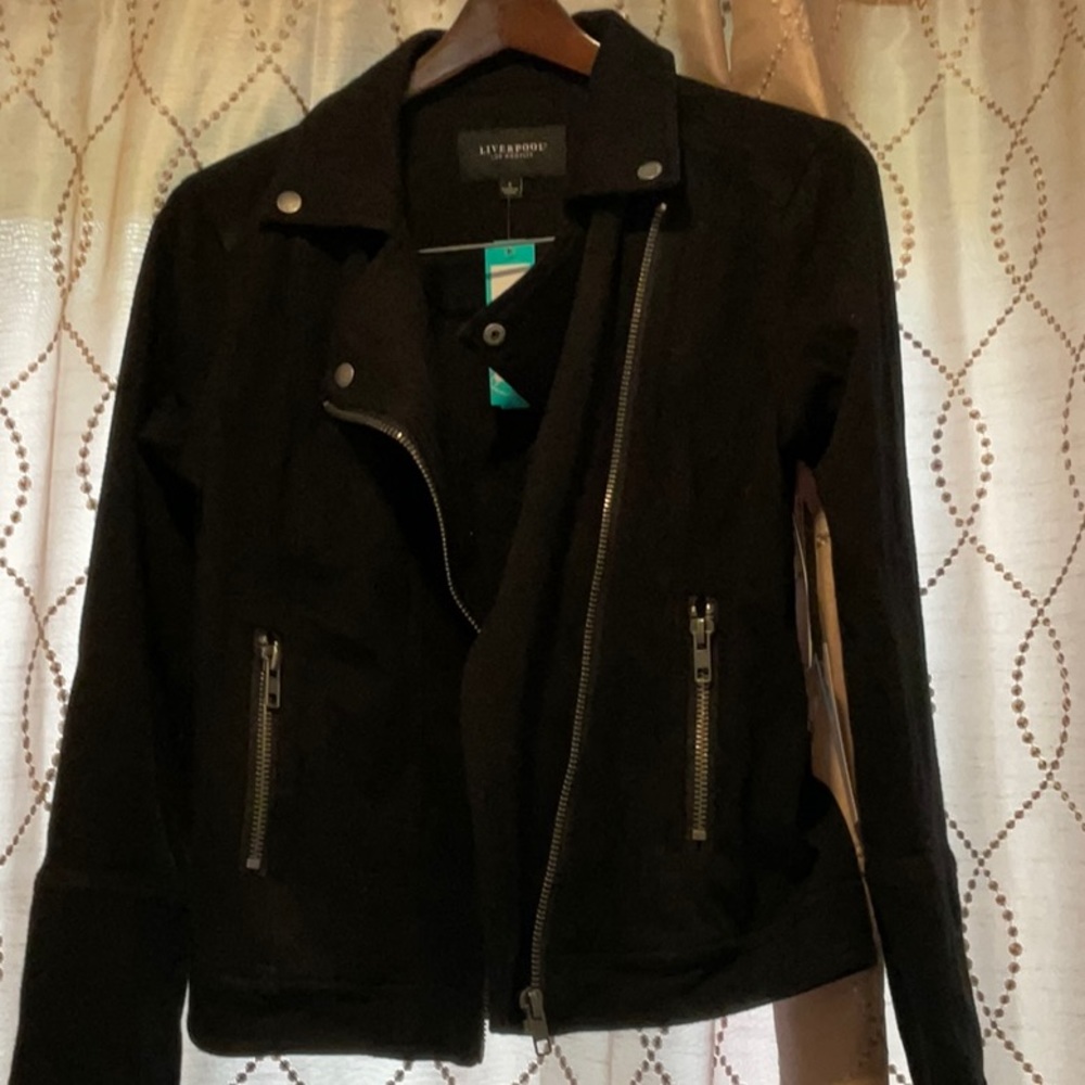 Black cotton moto jacket. Brand new.